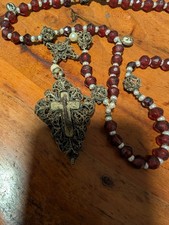 Antiker Rosenkranz mit Silber Filigran und Glasperlen