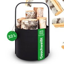 Kaminholzständer Metall schwarz KAMINHOLZKORB Feuerkorb Holzkorb Tragekorb 40 cm