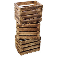 SET Neue geflammte Holzkisten