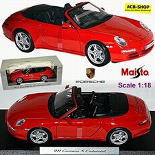 Porsche 911 Carrera S Cabriolet 2004-08 Typ: 997 indischrot red 1:18 Maisto