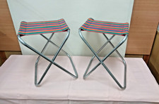 2 DDR Camping Stühle, Anglerstühle, mit Stoffbezug, ohne Rückenlehne,VEB,Outdoor
