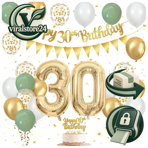 Geburtstag deko grün gold - geburtstag,