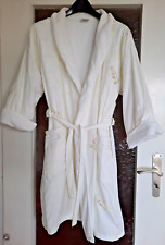 JARDIN SECRET 2lagiger Damen Bademantel Frottee Futter Weiß Blumen Gr L 40