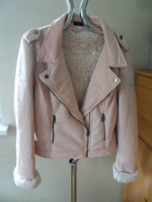 Biker Velourlederjacke rose Gr. 42  NEU