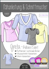 Schnittmuster kibadoo Greta Pullover & Shirt Papierschnittmuster Gr. 32 - 50