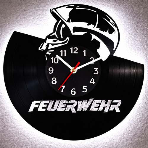 Wanduhr feuerwehr vinyl - wanduhr,