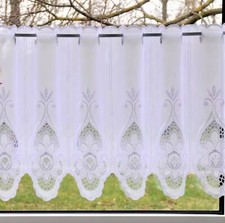 Scheibengardine weiß Kaffeehausgardine Plauen Stickerei Gardine  Blume Panneaux