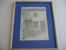 OTTO HEINRICH ENGEL Zeichnung "Innenhof" um 1880 SEHR SELTEN