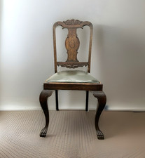 Landhaus Stuhl Massivholz Antik Art Deco Holzschnitzarbeiten Büro Schreibtisch