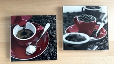 2 Glas Wandbilder Kaffee 20x20cm