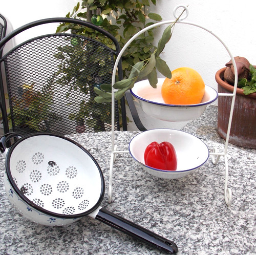 Antik emaille etagere sieb - antik,