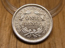 Alte Silbermünze One Dime 1857 USA . (10 Cents). SELTEN !