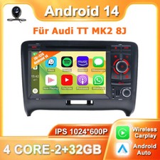  Für Audi TT MK2 8J Autoradio GPS Navi WIFI AHD 2+32GB BT Android 14 CD/DVD DAB+