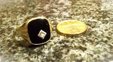Ring mit Onyx und Diamant ca. 0,002 ct, Gelb Gold / 8K Gr. ca. 65  wie NEU!!!