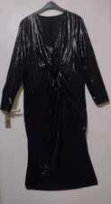 Partykleid, Gr. 48/50 (4xl) Shein Lady, Schwarz-matt Glänzend, Stretch 
