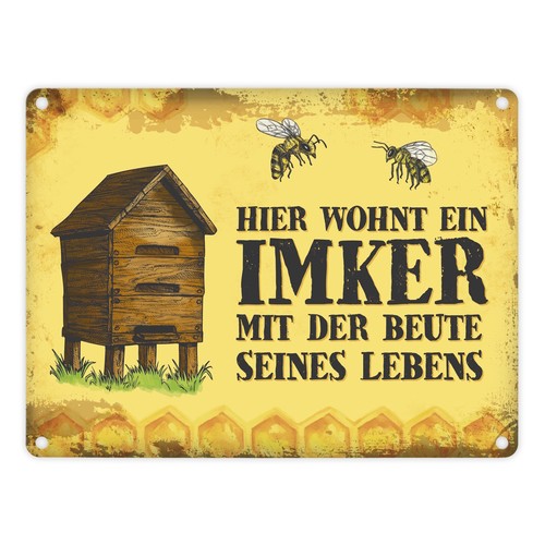 Imker metallschild mit bienen - imker,