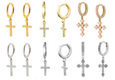 2 Kreuz Creolen Ohrringe 925