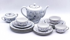 Arzberg Porzellanservice Blaubeere Teekanne, Dose, Tassen & Teller 50er Jahre