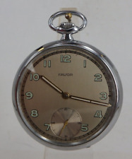 Art Deco Herrentaschenuhr Favor Nickel/Chrom um1940 - SEHR GUT ERHALTEN (95264)