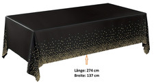 Party Tischdecke schwarz mit goldenen Punkten Geburtstag Jubiläum 274 x 137cm