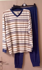 Herren Schlafanzug Langarm Mehrfarbig gestreift Größe 52/54