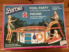 BARBIE SWIMMING-POOL / POOL PARTY  #8219 mit Karton mit Gebrauchsspuren