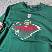 Adidas NHL Sweatshirt Minnesota Wild L Hockey Trikot Pullover Grün Langarm