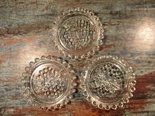 3 Vintage Glas Untersetzer Weintrauben DDR Weinreben Øaußen 10,5cm Ø innen 7,5cm