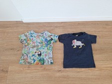 2x T-Shirt Gr. 92 Baby Shirt Baumwolle  Blau Bunt Sommer Kindershirt Oberteil 
