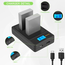 2Pcs Akku+Dual Ladegerät für