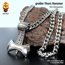 Thors Hammer Anhänger Edelstahl Wikinger Schmuck Doppelaxt Keltisch Walhall 1