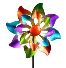 Buntes Windrad Blume für den Garten aus Metall Windspiel Windmühle 110cm 