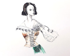 Gouache, Aquarell, Studie, Dame, Dirndl, Andachtssäule, Elisabeth Paracek, 60er