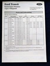 Ford Transit Preisliste