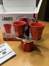 Bialetti Mini Express Espressokocher 2 Tassen Rot Aluminium Moka Set