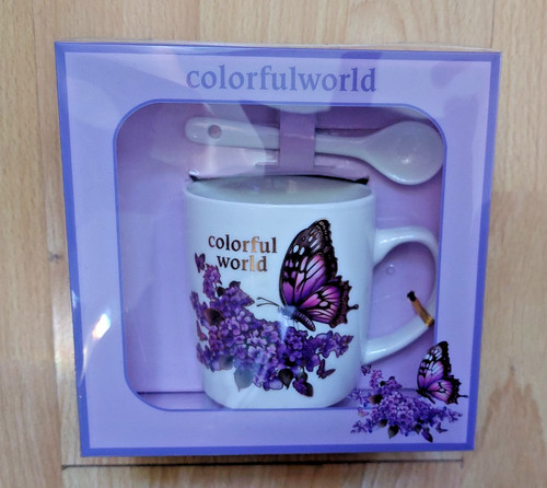Tasse mit löffel colorful - tasse,