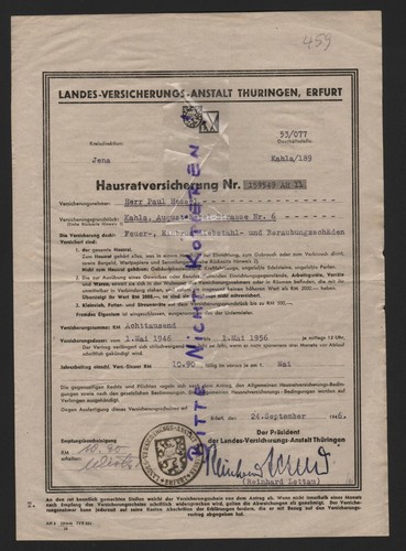 Erfurt bescheinigung 1946 - bescheinigung,