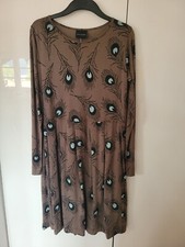 BITTE KAI RAND Kleid braun Pfauenfedern Federn Gr. L, NEU
