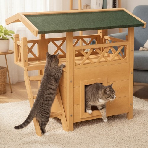 Pawhut katzenhaus aus holz - aus,