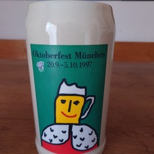 Oktoberfest offizieller Bierkrug 1997, Sammlerkrug, Maßkrug, Steingut, wie neu