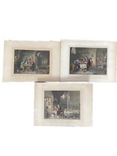 Teniers - Niederlande, 3 Stahlstiche, altkoloriert. 19. Jh.