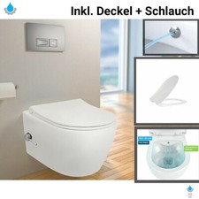 Dusch-WC Taharet Bidet spülrandlos, Kalt-/Warmwasser & Softclose, Hänge WC Weiß