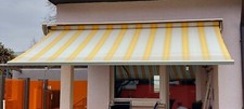 Markise Terrasse 3,5 m breit, 2,0 m tief weiß/gelb
