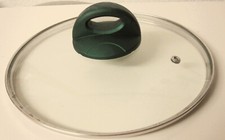 Topfdeckel - Glas mit Abdampfloch - grüner Hitzeschutzgriff - Innen⌀ 27cm