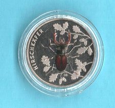 5 Euro Münze, Hirschkäfer, 2024, Stempelglanz mit Farbe, verkapselt