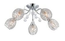 LUXUS DECKENLEUCHTE 5 FLAMMIG DECKENLAMPE MIT KRISTALLE WOHNZIMMER LAMPE 54 CM