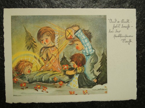 Alte kinder und engel - ak, mit