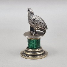 Antik Sterling Silber & Emaille Rebhuhn Vogel Menü/Tischkartenhalter 1913