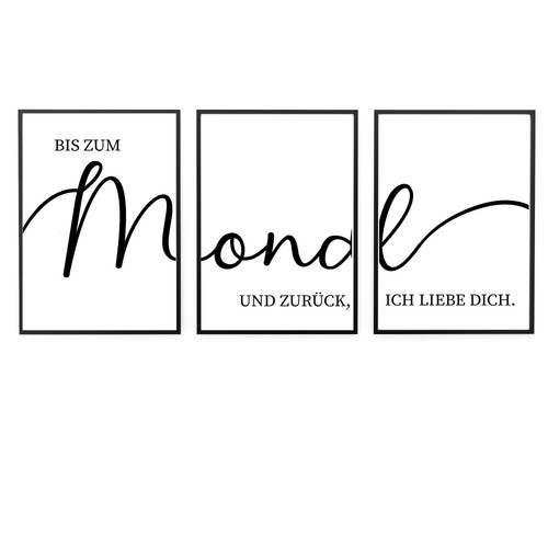 3er set poster bis zum - bis, mond