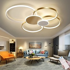 Moderne LED Pendelleuchte Esszimmer Dimmbar Hängelampe Für Esstisch Gold 80 Cm